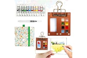 Audasi 5 Piezas Set de Mini Acuarelas Portátil, 8 Rejillas Juego de Paletas de Acuarelas Portatiles Mini Acuarela para Pintores Artistas Estudiantes