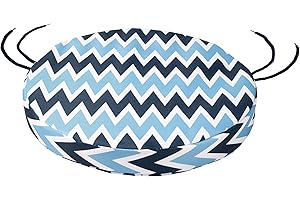 SOFTILLO Round Bistro Circular Chair Cushion with Seat Ties – 35cm | Indoor and Outdoor Furniture Seating | Water-Resistant Polyester |Patio, Kitchen Dining, Lawn & Garden, Coffee Shop Use | Zig Zag Blue