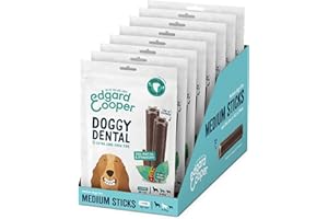 Edgard Cooper Treats Dental Stick, Medium, Mint and Strawberry, 8 x 7 stick pack, Natural Dog Chew Sticks, Dental Hygiene, One per Day, Low Calorie, Long Chewing, Fresh Breath