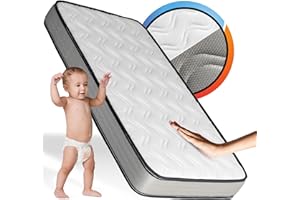 P PARVULÍ PARVULI Colchón Cuna Bebé 120x60 + Funda Protectora - Doble Cara Verano/Invierno - Viscoelástico + HR - Transpirable y Antiaxfixia - Certificado Oeko-Tex