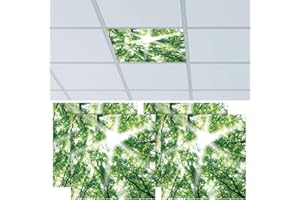 CNSJ 4 Pcs 2 x 2 Feet Fluorescent Light Covers Magnetic Ceiling Light Classroom Reducing Harsh Glare Flicker Led Filters Shield for Office Home Hospital Studio School Drop Decor (Forest)