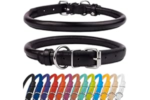 CollarDirect Collar Perro Cuero Redondo, Collar Resistente Antienredos para Cachorros Suave y Acolchado, Piel Genuina Hecho a Mano para Perros Grandes Pequeños y Medianos, Collares para Gato