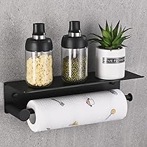 NeuWee Porte Essuie Tout, Dérouleur Essuie Tout, Porte-Papier De Cuisine Supports Pour Papier Essuie-Tout Porte Rouleau De Cuisine Mural Pour Armoire De Cuisine Ou Salle De Bain (Noir