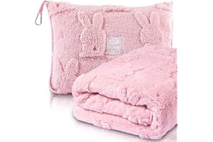 BOACAY Reisedecke für Kleinkinder im Flugzeug, Auto - Weiche Kinderwurfdecke für Kindertagesstätte - Kissen für Mädchen, Jungen mit Rucksackclip, Gepäckhülle