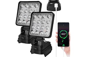 HOSPAOP Batteri LED-Arbetslampa för Makita 18 V - 27 W Byggspotlight, Bärbar Strålkastare Med USB-Laddning (Inget Batteri 2 S