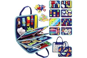 IZDUDO Busy Board Montessori, Paneles Sensoriales Tablero de Actividad para Desarrollar Motricidad Fina y Aprendizaje Preescolar, Juguetes Educativos Libro Silencioso Viajes para Niños Niñas#5