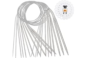 Coopay 11 Pezzi Ferri da Maglia Circolari da 40 cm, 1.5-5.0mm Ferri da Maglia Circolari in Acciaio Inossidabile con Calibro Ago Circolare, Set di Ferri da Maglia Circolari di Piccole Dimensioni