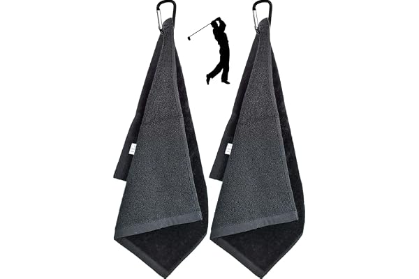 2 st premium golfhanddukar mikrofibertyg golfväska handduk med karbinhake klämma för att hänga på golfklubbsväska, yoga camping gym – 40 cm x 33 cm