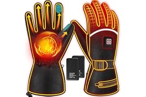 FUNFUNFLY 2024 Guantes Calefactables Eléctricos con 3 Niveles de Calefacción Guantes Térmicos Invierno con Batería Recargables para Hombres y Mujeres Guantes de Nieve para Deportes, Moto y Senderismo-L