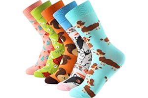 BALSETI Calcetines de Media Caña Estampados para Mujer. Calcetines Estampados Divertidos y Básicos. Uso Diario. 80% Algodón. Pack de 6 Pares. Talla Única 35-41