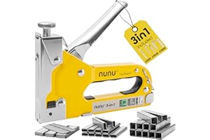 RAPID staple NUNU 3-in-1 Heavy Duty Gun for Wood, Wall, DIY Upholstery, Carpet, Adjustable Power and Ergonomic Design, Includes 3,000 Staples & Brads