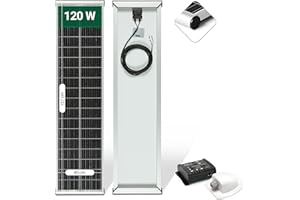 DIRECT IMPORTER MOSCATELLI Panel Solar 120W Monocristalino PERC Kit para autocaravana con perfil integrado, de aluminio, para fijación al techo - Regulador 10A y accesorios
