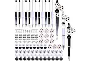 WEWAYSMILE 12 Stück Perlenstift Großpackung DIY Perlenstifte Fußball Anhänger DIY Schwarze Tinte Perlenstifte Kit Geschenk Für Studenten Büro Schulbedarf
