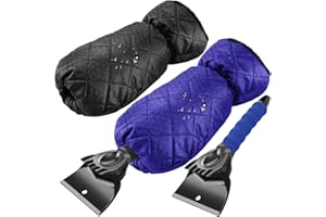 BARAKYEG Raschietto Ghiaccio Auto con Guanto,2pcs Gratta Ghiaccio ABS Raschietto per Ghiaccio con Guanto Raschietto Resistente per Sbrinare Parabrezza Rimuovere la Neve Auto, SUV e Furgoni,Blu+Nero