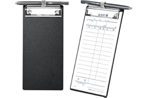 DoocliB Portablocco con portapenne, 2 pezzi, mini/dimensioni fattura, con clip in metallo nero, per aule, ufficio, negozio, ristorante, magazzino, 230 x 110 x 3 mm
