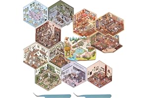 JOKAPY Autocollant 3D, à faire soi-même, avec pince à épiler, miniature pour maison, autocollants créatifs 3D, scènes de bricolage, scènes d'autocollants, scènes d'autocollants, scènes 3D, scène