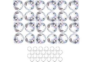 ‎HDCRYSTALGIFTS 24 Pack Kristalle zum aufhängen,20mm Kristall Prisma Sonnenscheinfänger, Kristalle Als Dekoration,Bunte Kristall Regenbogen,Kristalle zum Aufhängen Kronleuchter,Feng Shui Sonnenfänger Kristall (Clear)