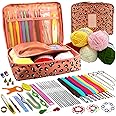 تابير مجموعة ادوات حياكة للمبتدئين والبالغين من 89 قطعة مع خطافات كروشيه معدنية 0.6 ملم الى 6 ملم، صوف، ابر، ملحقات ادوات الح