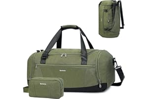 SPORTSNEW Bolsa Deporte Gimnasio Mochila Hombre Bolsa de Viaje Mujer Grande Gym Bag con Zapatos y Compartimentos Húmedos Correa de Hombro Ajustable con un Pequeño Neceser, Ejercito Verde