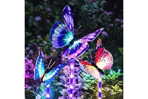 XRR Luces Solares de Jardín, LED Lámpara Solar al Aire Libre luces Decorativas de Mariposa de Fibra óptica con Cambio de Color Decoración Exterior, Luz Solar para Camin,Pasillo,Césped,Patio
