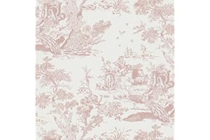 Yomshi Peel and Stick Wallpaper 41CM×10M Vintage Wallpaper Self Adhesive Wallpaper Tree and Animal Wallpaper Pink and White Wallpaper Waterproof Vinyl Wrap for Living Room Kitchen Cabinet