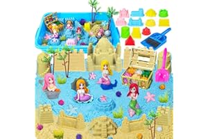 Vuecer Magic Sand Arena Magica para Niños: Cofre de Arena Mágica Niños con Arena Mágica para Jugar con Arena para Cumpleaños Regalo Niña Niño 3 4 5 6 7 8 9 Años (Mermaid-A)