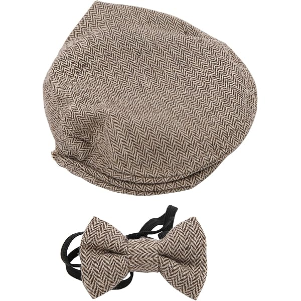 Tiuimk Béret Laine à Carreaux Enfant + Bretelles Y Réglables + Cravate - Set Multicolore Élégant