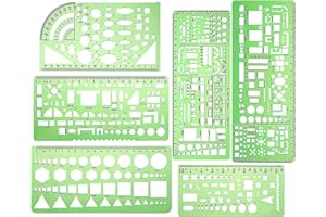 KOSHIFU 6 Pezzi Disegno Righelli Modelli di Misura Cerchio Modelli di Disegno Geometrico Costruisci Cassaforma Stencil Stampino Righelli Geometrico Disegno per Disegno Scuola Ufficio Edilizia
