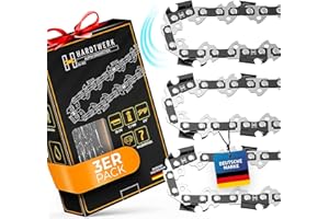 HARDTWERK ALPHA Sägeketten 3/8" 1,1mm für 35cm Schwert 52 TG 3er Pack Halbmeißel [Deutscher Stahl] kompatibel mit Kettensägen von Makita, Husqvarna, Dolmar, Bosch, Kärcher und mehr (Selbstölend)