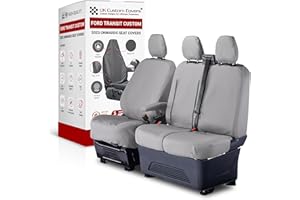 UK Custom Covers Ford Transit Custom Seat Covers - Waterproof Van Seat Covers and Heavy Duty Dog Seat Cover for Ford Transit Custom Front Seats 2013-2023 (Grey)