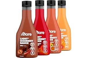 ‎MORE NUTRITION MORE Light Gourmet Sauce, mixed 4er Bundle, 4 x 285 ml, kalorienreduzierte Soße, ohne Zuckerzusatz und unnötigem Fett (Sorten können variieren)