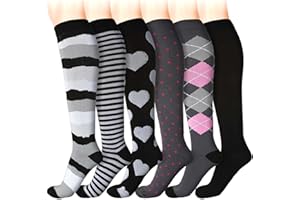 Czemo Sport Kompressionsstrümpfe für Damen und Herren, 6 Paar Thrombosestrümpfe Kompressionssocken Stützstrümpfe für Laufen, Flug, Reise, Radsport