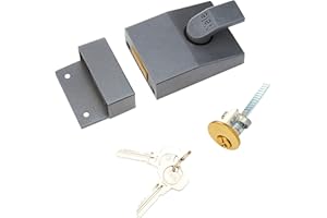 Yale B-82-DMG-PB-60 Standard Nightlatch, Standard Security, Dark Metallic Finish/Polished Brass Cylinder, 60 mm Backset