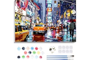 Lxmsja Paesaggio Dipingere con i Numeri Adulti Con Cornice, Vista stradale Paint by Numbers Kit Principianti Con 3 Penne, Hobby Creativi Adulti Idee Regalo Donna Decorazioni Casa, 20x30cm