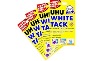 UHU White Tack - Sticky Reusable Adhesive Putty - Pack of 4
