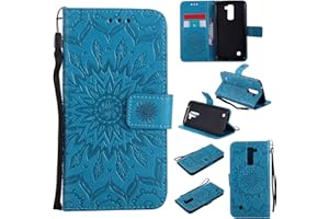 FEYYXI Handyhülle für LG K10 (2016) / LG Premier Hülle Leder Schutzhülle Brieftasche mit Kartenfach Stoßfest Handyhülle Case für LG K10 2016 - FEKT31299 Blau