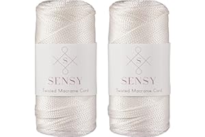 S SENSY 2 Garnstrange Sensy Premium 2 mm 230 Meter Polyester-Seil, 100% Polypropylen-Kordel Makramee-Kordel 2 mm Häkeltasche Kordel Makramee Seil Häkelgarn Geschenk für Strickwaren (Ecru)
