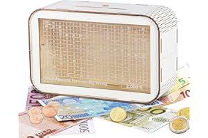 LOVLEY Tirelire Japonaise 2000 Euros en Bois | Magique Réutilisable Avec Marqueur | Économie pour Enfants et Adultes - Blanc (Dessin Cochon)