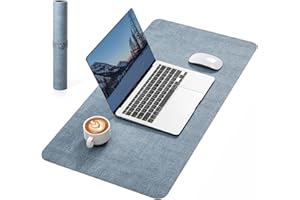 NOSTHEART Tappetino per Scrivania in Pelle, Antiscivolo, Protettore Impermeabile, Testura Litchi & Tessuto, 80x40cm Grande Tappetino per Scrittura, Laptop & Ufficio (Blu/Grigio)