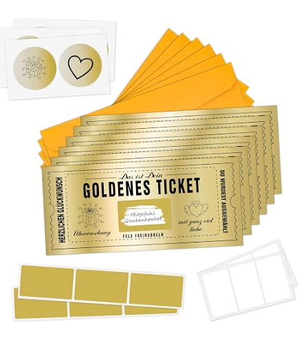 Tenare 2 Sets Gutscheine Zum Selber Ausfüllen Golden Ticket Gutscheinkarten Rubbellose