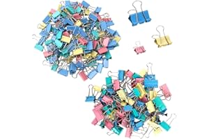 DOUKESH 60Pcs Binder Clips, 15mm Small Bulldog Clips, Colored Metal Foldback Clips, File Money Papper Stationary Clamps for Office School Home Kitchen Shops (4 Colours)