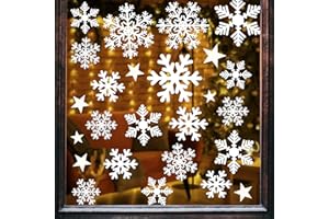 Alintor Weihnachtsdeko Innen, 250 Stk Fensterbilder Weihnachten, Pvc Weihnachtsdeko Fenster, Fensterdeko Weihnachten, Schneeflocken Fensterbilder für Weihnachten Deko