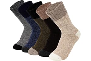 Fadcaer 5 par wełnianych skarpet dla mężczyzn, zimowe grube skarpety termiczne, ciepłe dzianinowe skarpety do łóżka dla mężczyzn, sporty na świeżym powietrzu, wędrówki, spacery, Jak pokazano, rozmiar