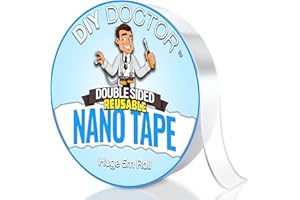 DIY Doctor Nastro Biadesivo Extra Forte Trasparente - Rotolo Grande da 5 m x 30 mm Nano Tape Rimovibile e Lavabile - Nastro Adesivo Trasparente Multifunzione - Nastro Biadesivo Trasparente