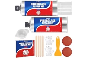 YUMCRAFT Kit de ReparacióN de Fibra de Vidrio Marino Blanco, 100ml Kit Fibra de Vidrio Y Resina, Kit Reparacion Plato Ducha Resina para Barcos, para Scratche, Grieta, Agujero, Marine Fiberglass Repair Kit