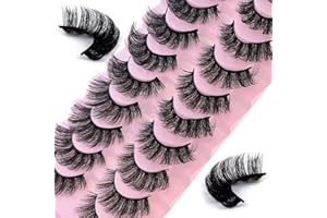 ULIYA Pestañas Postizas Naturales 10 Pares 7D Mullidas de Pestañas Postizas Rizadas Gruesas Pestañas Postizas Negras Profesionales Reutilizables (7D15)