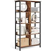 VASAGLE 8 Compartments Bookcase, Bookcase, Open Storage Unit, for Office, Living Room, Bedroom, 80 x 33 x 149 cm, Industrial 