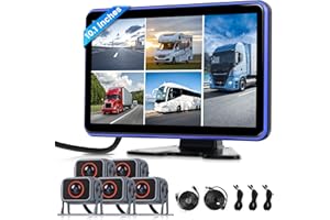 RIMOODY Cyfrowa kamera cofania, 5 kamer z ekranem IPS 10,1 cala, kabel 5 + 15 m, kamera cofania IP68, widoczność w nocy, obrót obrazu, BSD, nagrywanie w pętli, radio samochodowe DVR