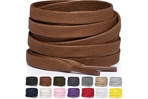 Miscly Lacets Plats en Coton Ciré pour Bottes, Baskets et Chaussures - Disponibles en Plusieurs Longueurs et Couleurs