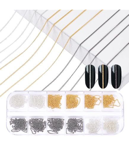 6 Streifen Nagelketten – 3D Gold Nail Art Charms, Metall-Deko Für DIY Maniküre & Naildesign